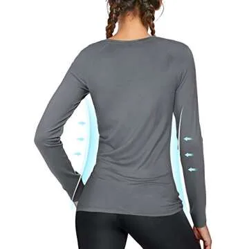 isnowood Women's Sun Protection Long Sleeve Shirts, 2 Pack UPF 50+ UV Rash Guard Swim Shirt, Lightwe...
