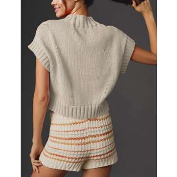 TAQCUX Cap Sleeve Sweater Tank Tops for Women Mock Neck Sweater Vest Cute Heart Knit Cropped Pullover Top