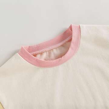 WALLARENEAR Bubble Romper Newborn Baby Boy Girl Solid Color/Color Block Bodysuit Short Sleeve Sweatshirt Romper Summer Clothes (Color Block Pink Collar, 0-3 Months)