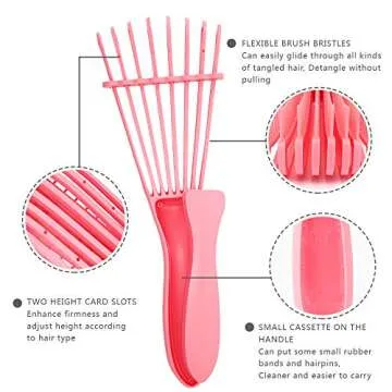 Detangling Brush for Curly Hair Black Detangler, Afro Textured 3a to 4c Kinky Wavy for Wet/Dry/Long Thick Curly Hair (Pink)