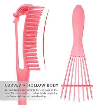 Detangling Brush for Curly Hair Black Detangler, Afro Textured 3a to 4c Kinky Wavy for Wet/Dry/Long Thick Curly Hair (Pink)