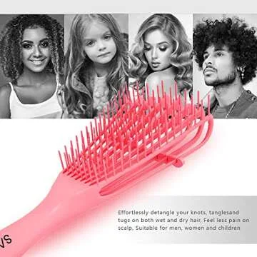 Detangling Brush for Curly Hair Black Detangler, Afro Textured 3a to 4c Kinky Wavy for Wet/Dry/Long Thick Curly Hair (Pink)