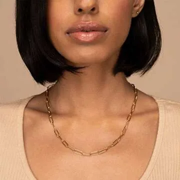 Reoxvo Gold Paperclip Chain for Men - Stylish & Durable Necklace