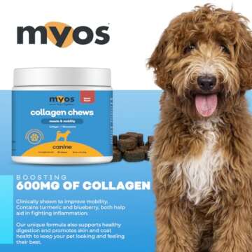 MYOS Canine Muscle & Mobility Chews – Natural Collagen & Glucosamine for Dogs - Bacon Flavor Joint...