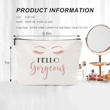 Hello Gorgeous Funny Makeup Bag Gift for Women Inspirational Cosmetics Pouch for Purse Travel Bag Cases for Toiletries Accessories Organizer