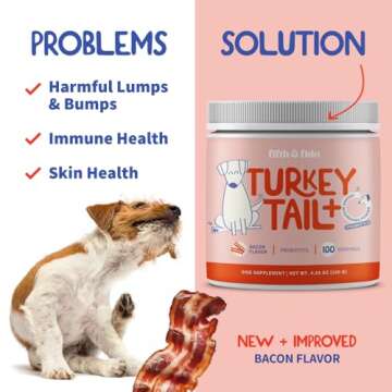 Fifth & Fido Turkey Tail Mushroom Powder for Dogs – Natural Probiotic Supplement – Dog Digestive...