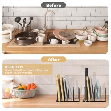 Fikoksol Cutting Board Organizer for Stylish Kitchen Storage