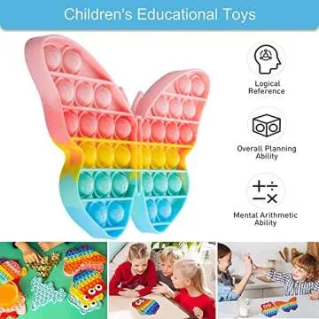 AIZIXIN Pop Bubble Fidget Sensory Toys, Squeeze Sensory Toys, Novelty Gifts for Boys and Girls, Stress Relief and Anti-Anxiety Tools for Kids and Adults (Butterfly)