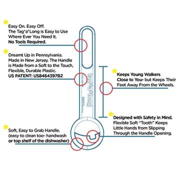 Tagalong Stroller Accessory for Child Safety | Toddler Must Have to Keep Kids Close | Toddler Travel Accessory - Links to Strollers, Backpacks, Shopping Carts - Disney Trip Essential - Pink Tag