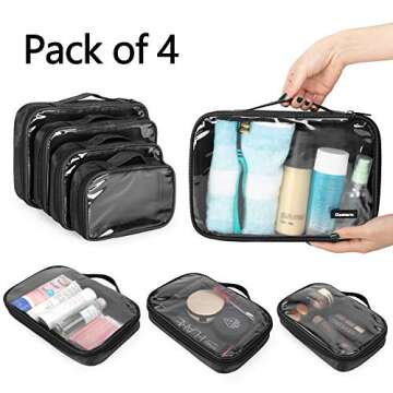 Damero 4pcs Clear Toiletry Bag Packing Cubes - Perfect for Travel Organization