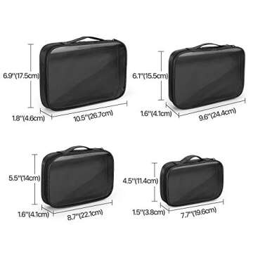 Damero 4pcs Clear Toiletry Bag Packing Cubes for Travel