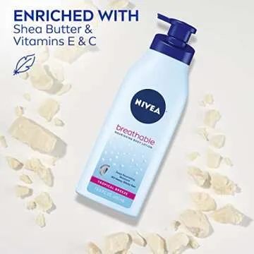 NIVEA Breathable Nourishing Body Lotion in Tropical Breeze, 48-Hour Moisturizing Lotion with Shea Bu...
