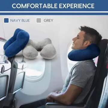 HITSZS Inflatable Travel Pillow for Airplane Inflatable Neck Pillow for Traveling with Soft Velvet W...
