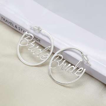 Bride Earrings Hoops | Bachelorette Party Accessories | Fun Bride Hoop Earrings I Bachelorette Gifts...