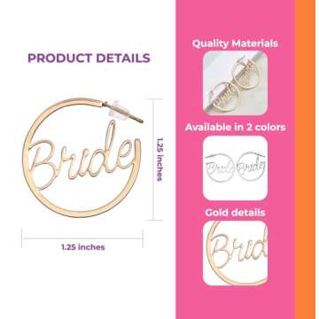 Bride Earrings Hoops | Bachelorette Party Accessories | Fun Bride Hoop Earrings I Bachelorette Gifts Earrings for Bride Bachelorette Accessories (Silver)