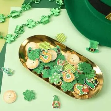 260pcs St. Patrick's Day Shamrock Wooden Buttons - DIY Crafts
