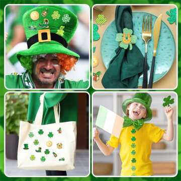 260pcs St. Patrick's Day Shamrock Wooden Buttons - DIY Crafts