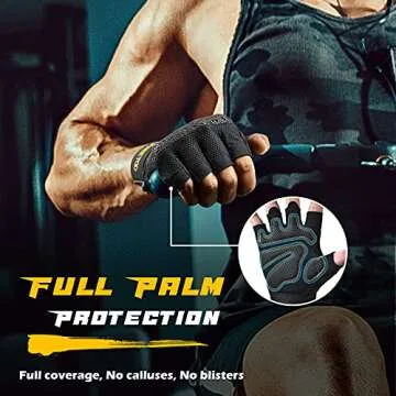 FREETOO Workout Gloves for Men 2021 Latest, [Full Palm Protection] [Ultra Ventilated] Weight Lifting...