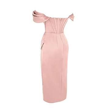Womens Off Shoulder Corset Satin Bodycon Party Dress