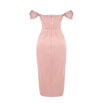 Womens Off Shoulder Corset Satin Bodycon Party Dress