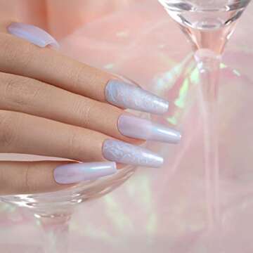 RARJSM Pearl Gel Nail Polish, Glitter Drawing Gel Polish Shimmer Mermaid Nail Gel Soak Off UV Gel fo...