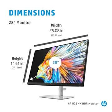 HP U28 4K HDR - Computer Monitor for Content Creators with IPS Panel, HDR, Factory Calibration, and ...