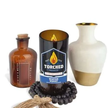 Torched Beer Scented Candles | Natural Soy Wax Candle | Winter Wheat Scent 8 oz | Makes a Great Gift for Men, Beer Lovers, and Collectors | Bar Man-Cave Decor and Accessories