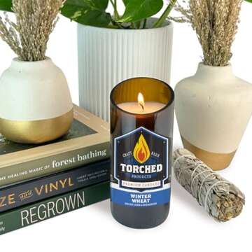 Torched Beer Scented Candles | Natural Soy Wax Candle | Winter Wheat Scent 8 oz | Makes a Great Gift for Men, Beer Lovers, and Collectors | Bar Man-Cave Decor and Accessories