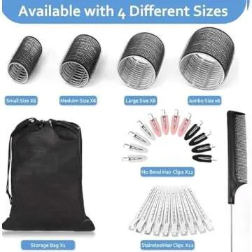 50Piece Hair Rollers set,Self Grip Hair Curlers for Long Medium Short Hair,(6 Jumbo + 6 Large + 6 Me...