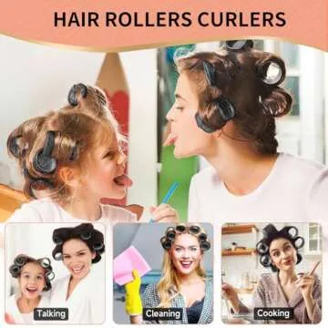 50Piece Hair Rollers set,Self Grip Hair Curlers for Long Medium Short Hair,(6 Jumbo + 6 Large + 6 Medium + 6 Small Hair Rollers + 1 Storage Bag) and 24Pcs Hair Clips /4-sizes 60 45 36 25mm