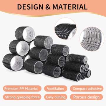 50Piece Hair Rollers set,Self Grip Hair Curlers for Long Medium Short Hair,(6 Jumbo + 6 Large + 6 Medium + 6 Small Hair Rollers + 1 Storage Bag) and 24Pcs Hair Clips /4-sizes 60 45 36 25mm