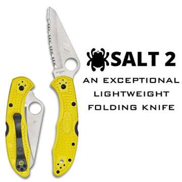 Spyderco Salt 2 Lightweight Knife with 3" H-2 Ultra-Corrosion Resistant Steel Blade and Yellow FRN Handle - SpyderEdge - C88SYL2