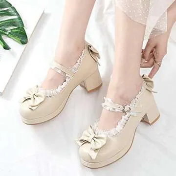 LUXMAX Stylish Mary Jane Pumps with Bow - Kawaii Chic