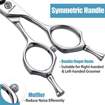 Univinlions 7 Inch Dog Grooming Scissors, Curved, Blending, Thinning, Trimming Shears for Professional, Beginner or Home Groomer, Premium-grade Japanese 440C Stainless Steel (7"-Thinner)