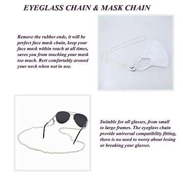 KAI Top Mask Lanyard Chain Face Mask Holder Chain Freshwater Pearl Eyeglasses Chain Sunglasses Chain for Women Girls Men