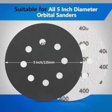 70 Pieces Wet Dry Sanding Discs, VIBRATITE 5 Inch 8 Holes Hook and Loop Sandpaper 400/600/800/1000/1...