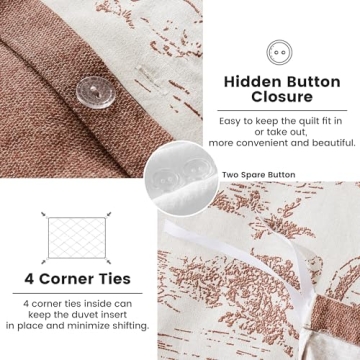 BISELINA Vintage Linen King Duvet Cover Set - Breathable Style