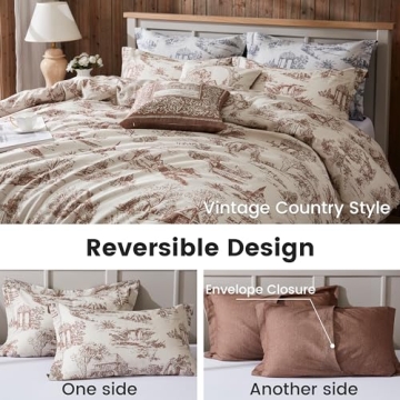 BISELINA Vintage Linen King Duvet Cover Set - Breathable Style