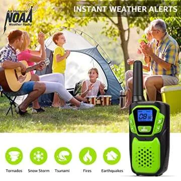 Walkie Talkies for Adult, Rechargeable Long Range Walky Talky Handheld Two Way Radio with NOAA Weather Channel, 6x1000MAH AA Batteries and USB Charger Included (Blue and Green 2 Pack)