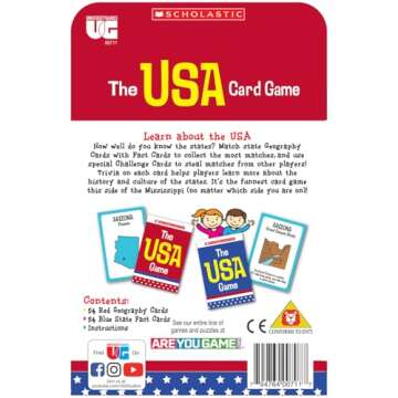 University Games, Scholastic USA Travel Card Game for Kids - Learn State Capitals and Facts