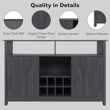 YUSING 51" Sideboard Buffet Cabinet with Storage, Coffee Bar Cabinet, Coffee Station, Accent Cabinet with Wine Rack for for Kitchen, Living Room, Entryway