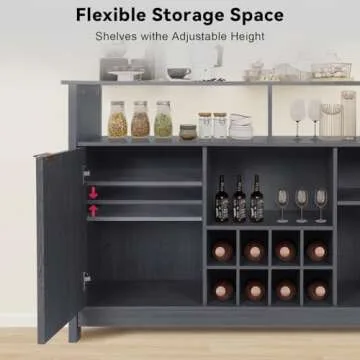 YUSING 51" Sideboard Buffet Cabinet with Storage, Coffee Bar Cabinet, Coffee Station, Accent Cabinet with Wine Rack for for Kitchen, Living Room, Entryway