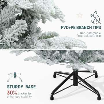 YITAHOME Pre-Lit Flocked Artificial Christmas Tree 7.5 FT, Snow Flocked Natural Layered Christmas Tree with 1010 PE & PVC Mixed Branch Tips and 450 Lights for Home, Office, Party Decoration