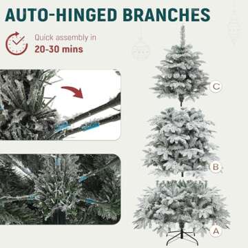 YITAHOME Pre-Lit Flocked Artificial Christmas Tree 7.5 FT, Snow Flocked Natural Layered Christmas Tree with 1010 PE & PVC Mixed Branch Tips and 450 Lights for Home, Office, Party Decoration