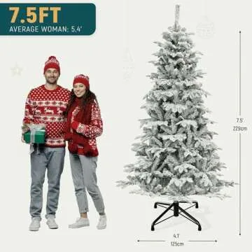 YITAHOME Pre-Lit Flocked Artificial Christmas Tree 7.5 FT, Snow Flocked Natural Layered Christmas Tree with 1010 PE & PVC Mixed Branch Tips and 450 Lights for Home, Office, Party Decoration