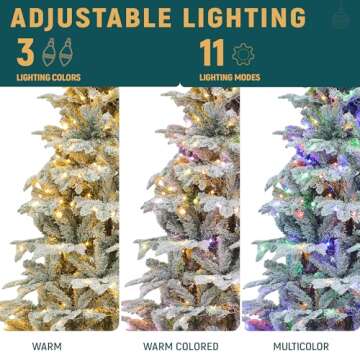 YITAHOME Pre-Lit Flocked Artificial Christmas Tree 7.5 FT, Snow Flocked Natural Layered Christmas Tree with 1010 PE & PVC Mixed Branch Tips and 450 Lights for Home, Office, Party Decoration