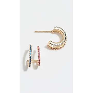 SHASHI Women's Jamie Hoop Earrings with Multicolor Crystals