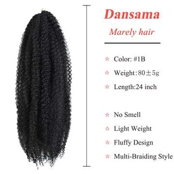 Marley Hair 24 Inch Marley Twist Hair Afro Twist Marley Braiding Hair for Faux Locs Crochet Hair 3 P...