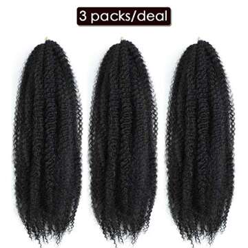 Marley Hair 24 Inch Marley Twist Hair Afro Twist Marley Braiding Hair for Faux Locs Crochet Hair 3 Packs Synthetic Hair Extensions (24 Inch (Pack of 3), 1B)