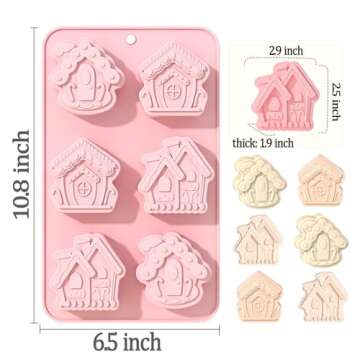 Christmas Silicone Molds Gingerbread House Mold No-Stick Silicone Molds for Baking Pink Jello Molds ...